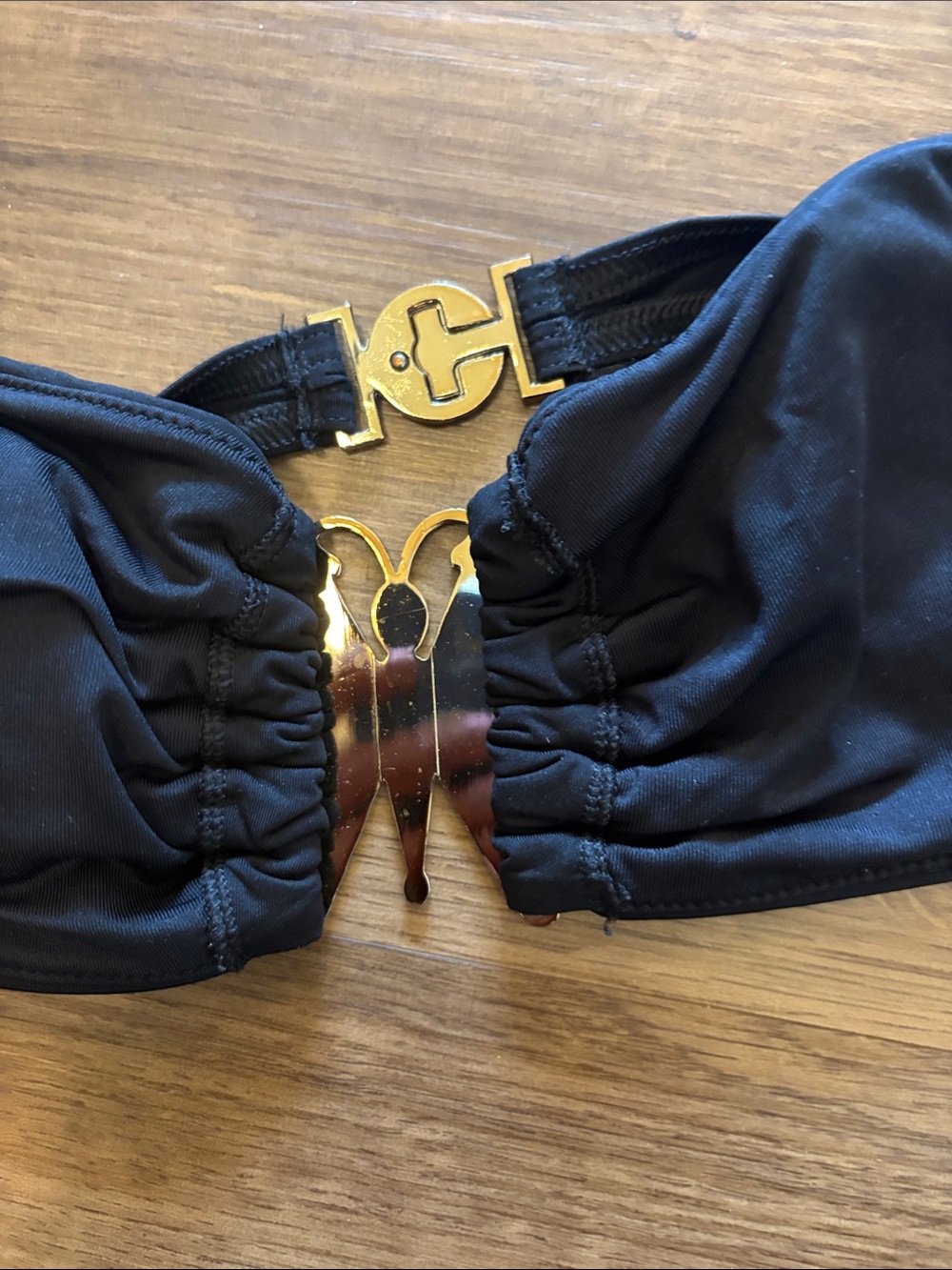 Victoria's Secret Black Bandeau Bikini with Gold Butterfly Accent - Picture 4 of 5